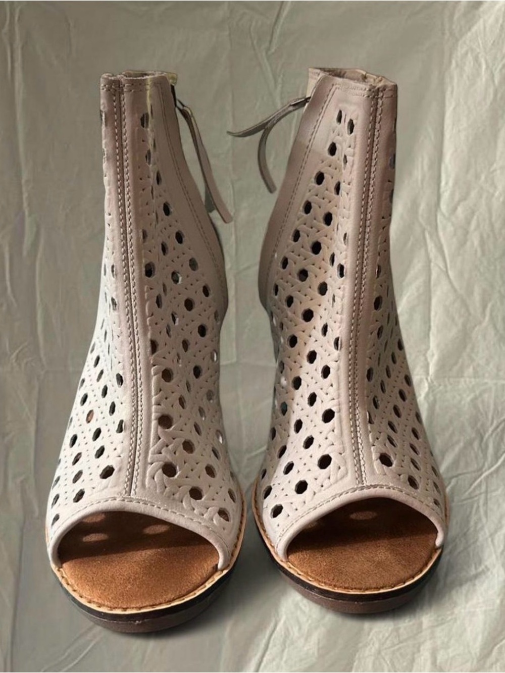 Women's Toms Perf Ankle Booties Peep Toe Heels
